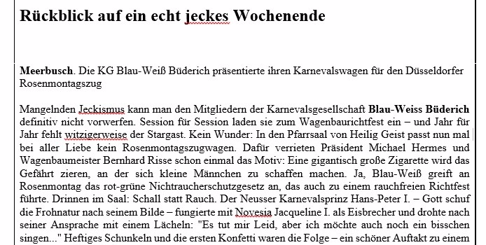 Rückblick auf ein echt jeckes Wochenende