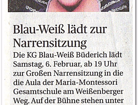 Blau-Weiß lädt zur Narrensitzung